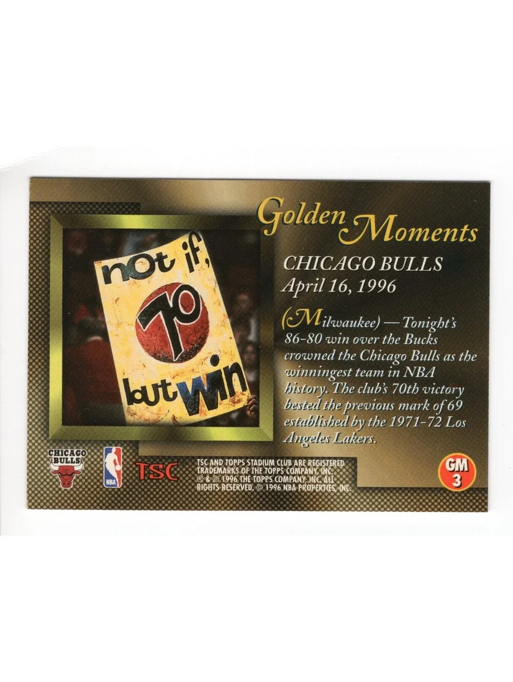 1996-97 Topps Stadium Club Golden Moments Michael Jordan, Rodman, Kukoc #GM3